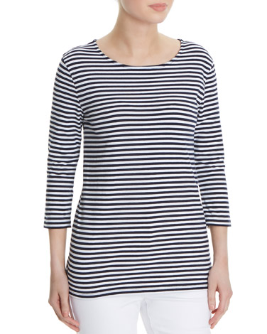 Long-Sleeved Striped Stretch Top